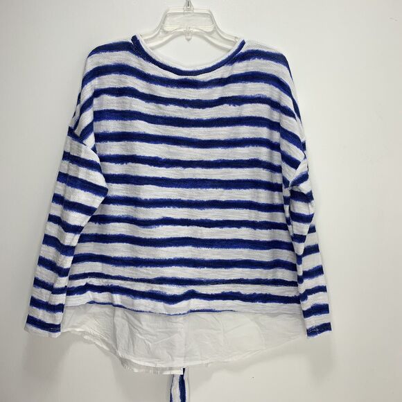 LARK LANE Women's Shirt Top Stripe Long Sleeve Pullover Tie Waist Sz XL Oversiz - Picture 5 of 5